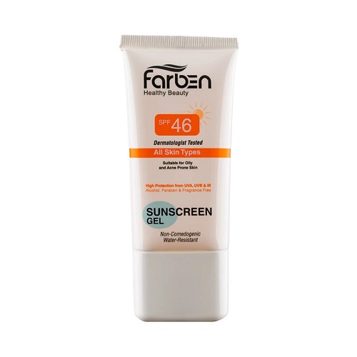 کرم ژل ضدآفتاب بدون رنگ فاربن SPF46 مدل 01 مناسب پوست چرب حجم 50 میلی لیتر