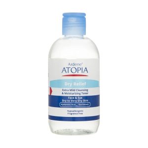 تونر پاک کننده صورت و چشم آردن آتوپیا مدل Dry Relief مناسب پوست خشک و خیلی خشک حجم 250 میلی لیتر