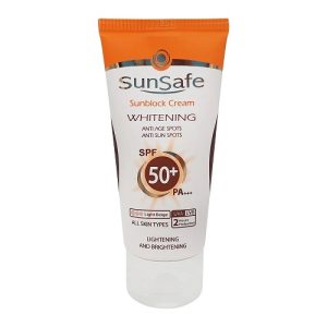 کرم ضد آفتاب روشن کننده رنگی سان سیف با SPF50 مناسب انواع پوست حجم 50 میلی لیتر