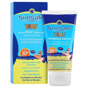 خرید کرم ضد آفتاب بی رنگ سان سیف با SPF30 مناسب کودک