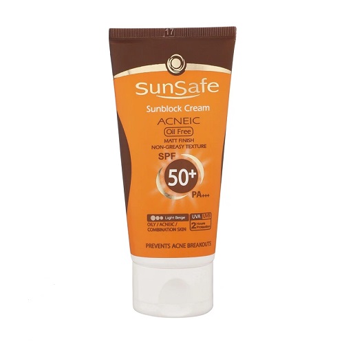 خرید کرم ضد آفتاب فاقد چربی سان سیف مدل SPF 50 پوست چرب - بژ روشن