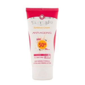 کرم ضد آفتاب و ضد چروک SPF 50 سان سیف حجم 50 میلی لیتر - بی رنگ