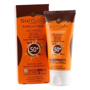 کرم ضد آفتاب فاقد چربی بژ طبیعی SPF 50 سان سیف