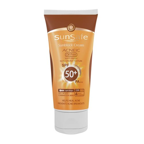 فروشگاه اینترنتی لیدیران پخش محصولات برند سان سیف | خرید و قیمت کرم ضد آفتاب SPF50 برند سان سیف مناسب پوست چرب رنگ بژ روشن