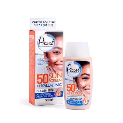 فروشگاه اینترنتی لیدیران پخش محصولات برند پیکسل | خرید و قیمت کرم ضد آفتاب SPF50 برند پیکسل رنگ بژ طلایی مناسب پوست چرب