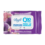 دستمال مرطوب پاک کننده آرایش دافی مدل Q10 (طرح میوه بلوبری و انجیر) بسته ۵۰ عددی
