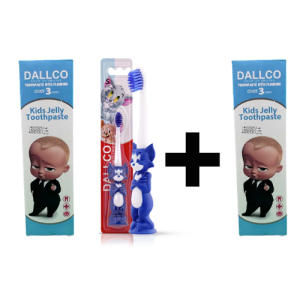 پک بهداشت دندان 9 (مسواک کودک تام دالکو+خمیر دندان ژله ای پسرانه دالکو) به همراه یک عدد خمیر دندان ژله ای پسرانه دالکو رایگان