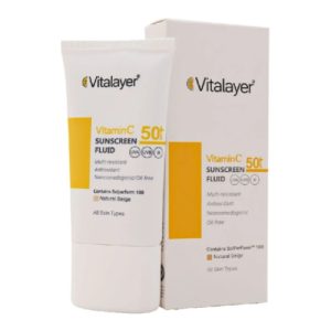 قیمت فلوئید ضدآفتاب بی‌رنگ ویتالیر SPF50 مدل Vitamin C