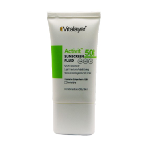 فلوئید ضد آفتاب پوست چرب اکتی ویت SPF50 بی رنگ ویتالیر